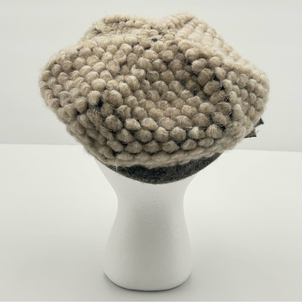 LaFenice Wool Blend Paperboy Cap Hat O/S Brim Slouchy Tan Gray Italy Artsy Boho - Picture 5 of 9